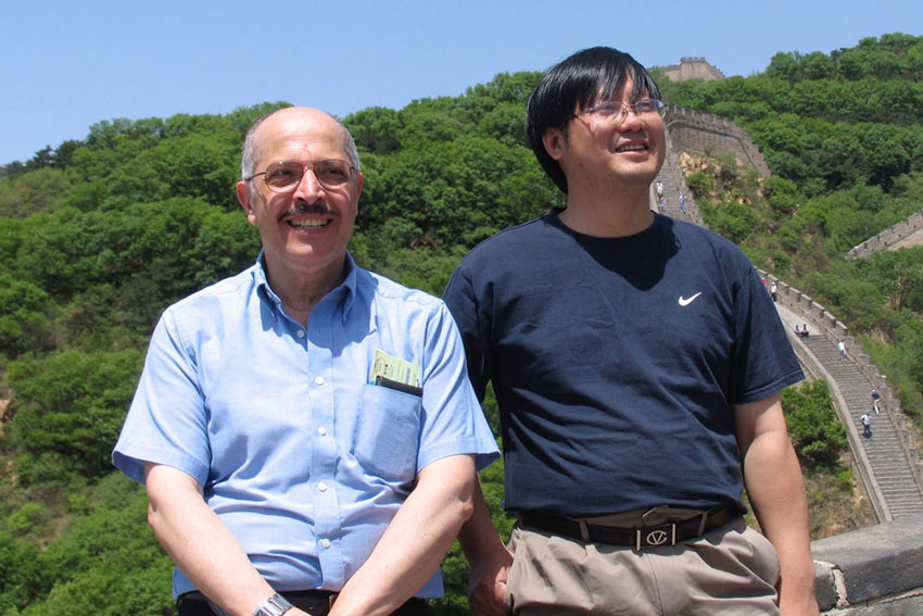 Gad-el-Hak and Cunbaio Lee, Ph.D., of the University of Peking stand on the steps of the Great Wall of China.