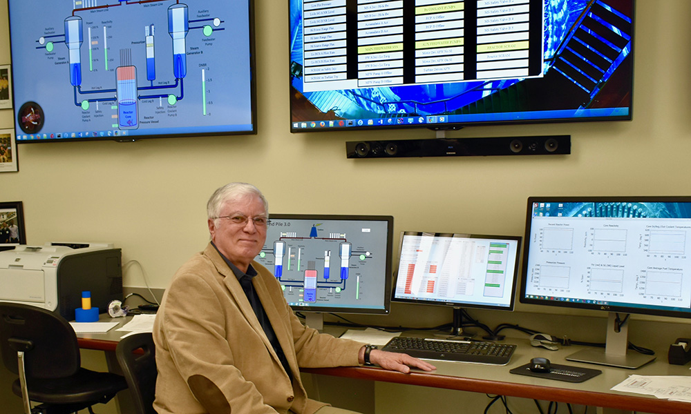 James Miller, M.S., P.E. in the Nuclear Reactor Simulator Lab
