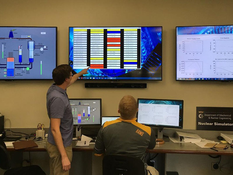 Nuclear Reactor Simulator Lab Members watching the Monitors