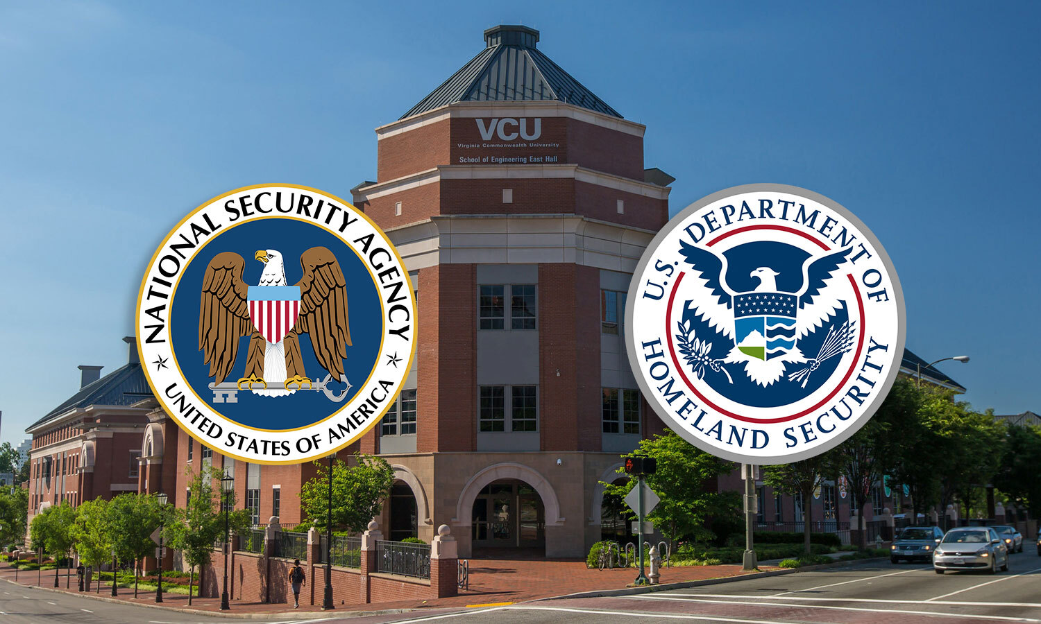 East Hall and NSA DHS logos