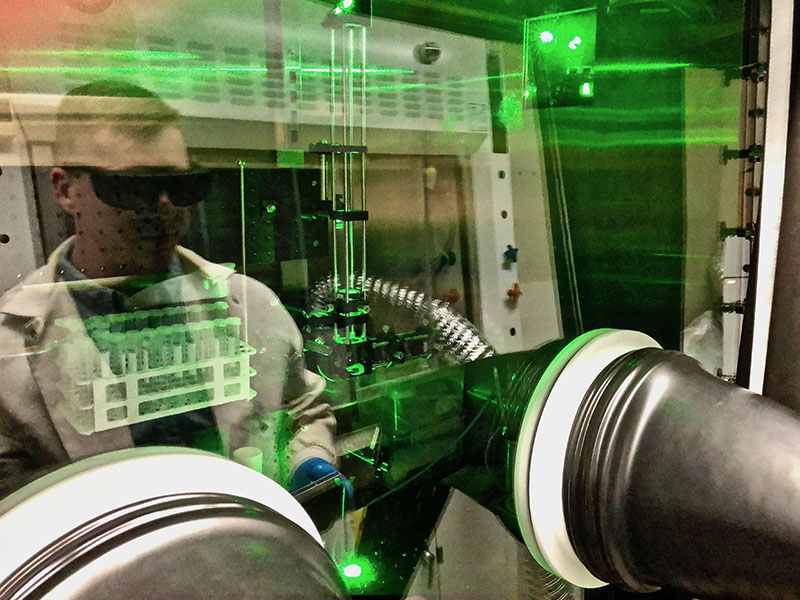 Molten Salt Research Group Member Using a Spectroscopy