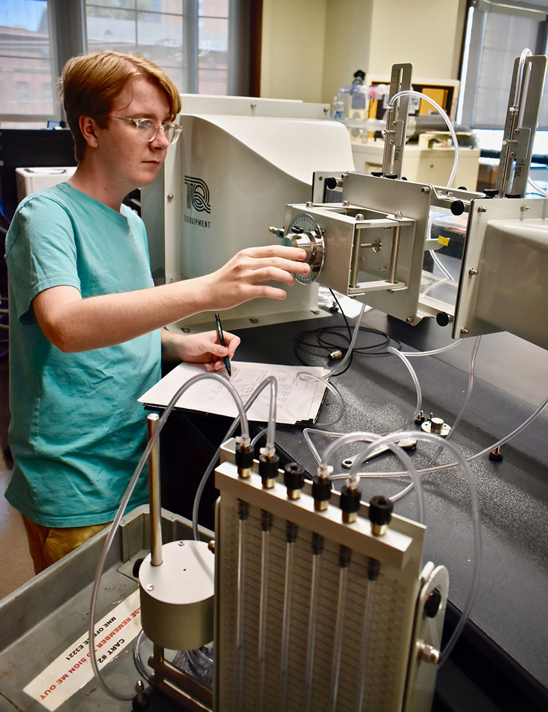 A Student in the Thermal Science Lab