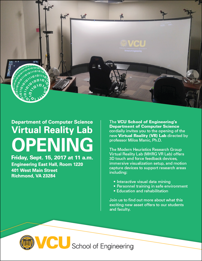 Flyer for the Virtual Reality Lab Opening