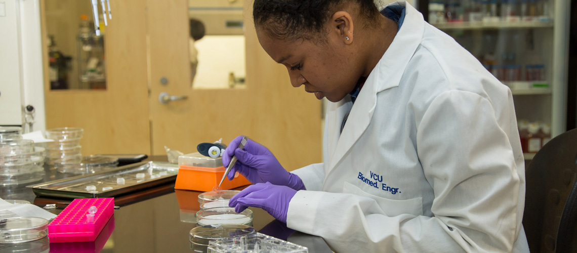 A female student working in a lab