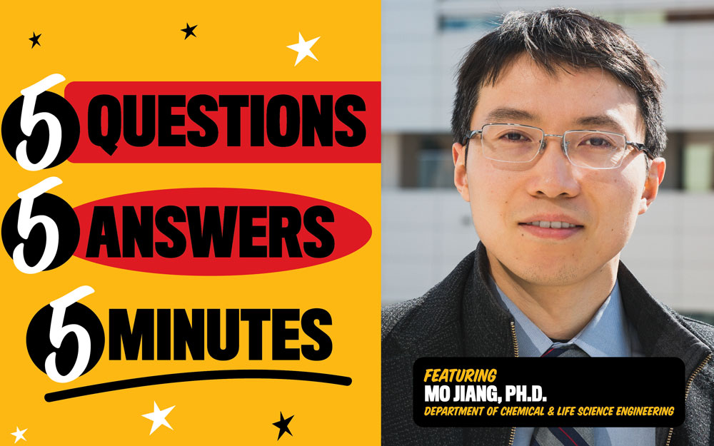 Mo Jiang, Ph.D., assistant professor in the Department of Chemical and Life Science Engineering