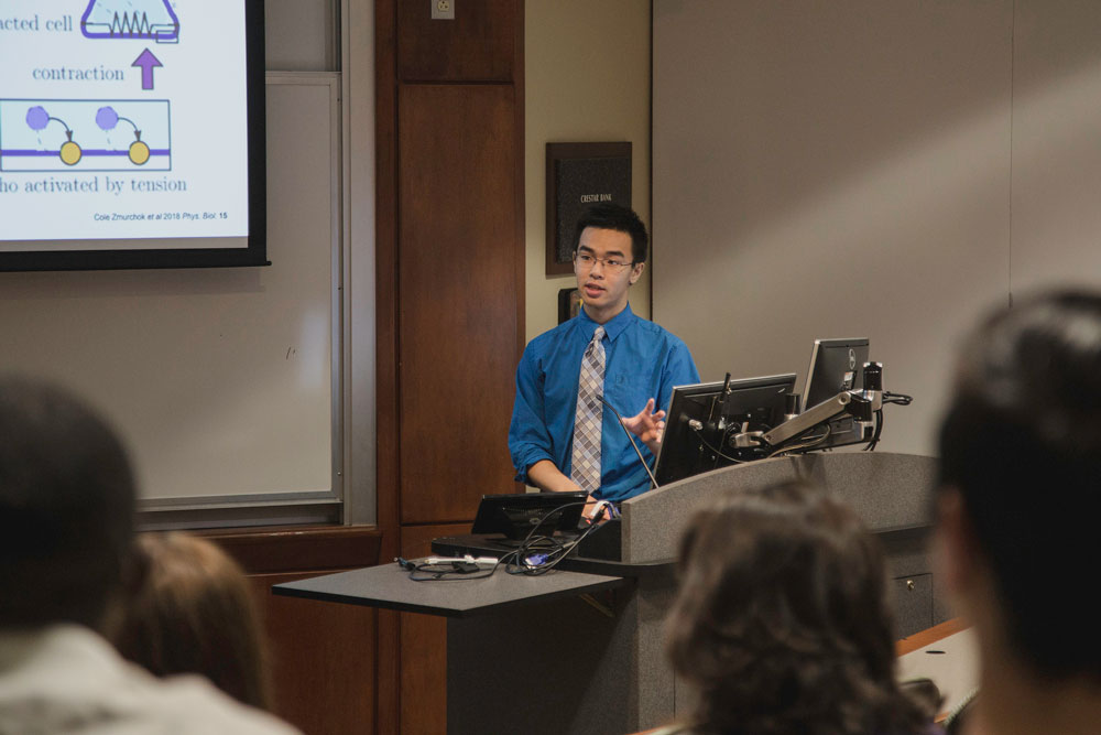 University of California at Berkeley student Justin Bui giving a presentation