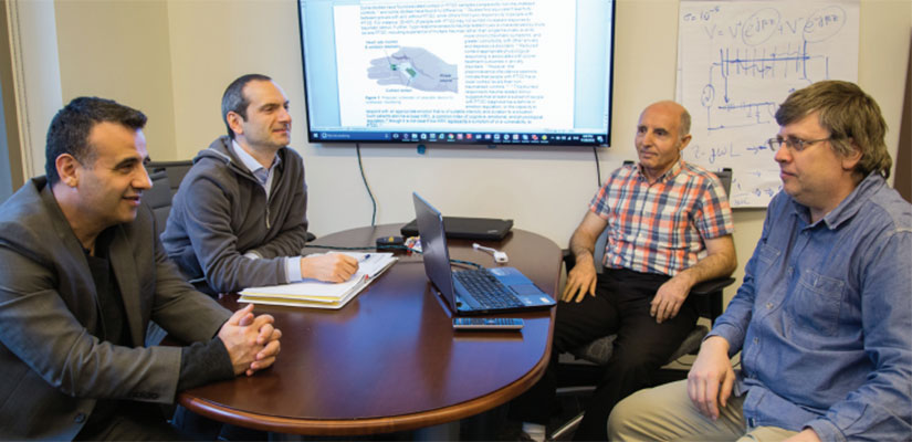 ECE Team Image of Erdem Topsakal, Ph.D., Hadis Morkoc, Ph.D., Ümit Özgür, Ph.D., and Vitaly Avrutin, Ph.D.; 