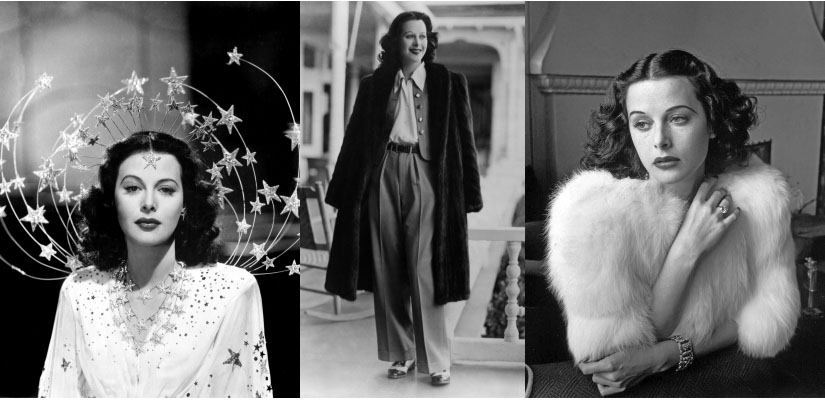 Silver screen star and electrical engineer Hedy Lamarr in three different poses