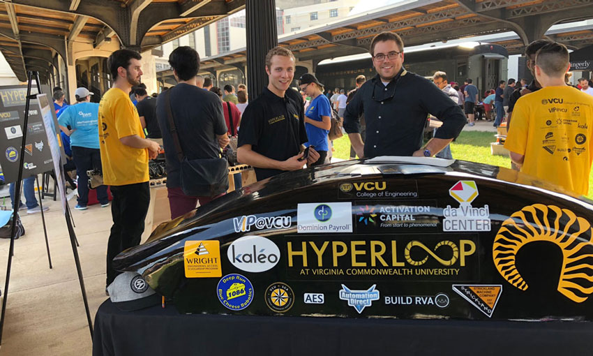 A group of Hyperloop team members at RVA Makerfest in 2018