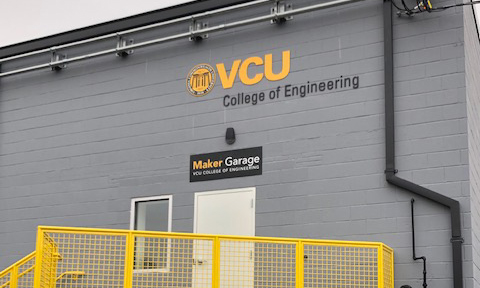 New College of Engineering signs installed on VCU Maker Garage