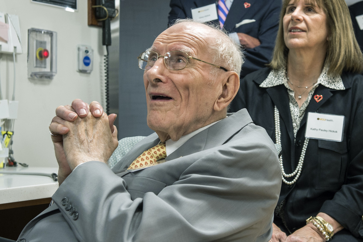 Stan Pauley at the 2018 ribbon cutting for a new cardiac imaging suite at VCU Health. (Kevin Morley, University Marketing)