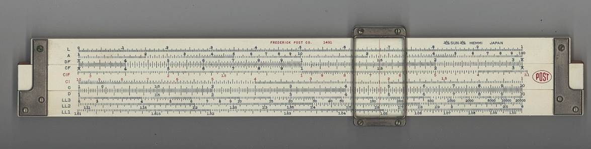 Rhonda Williams’ college slide rule, now framed and displayed in her home.