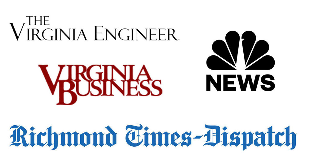 Logos for The Virginia Engineer, Virginia Business, Richmond-Times Dispatch and NBC News
